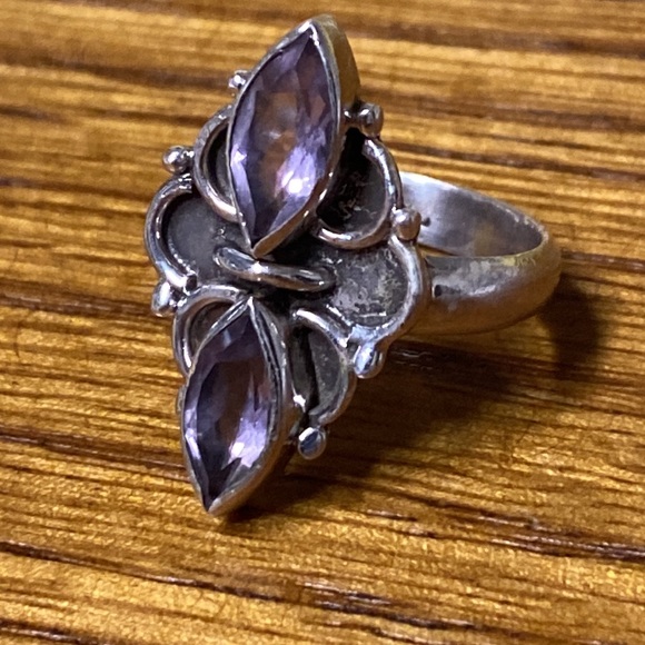Sterling Silver Amethyst Art Deco Ring size 6.5 - Picture 3 of 6